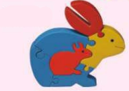 WOODEN JIGSAW PUZZLES  COLOURED Rabbit