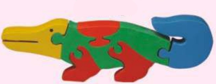 WOODEN JIGSAW PUZZLES  COLOURED Crocodile