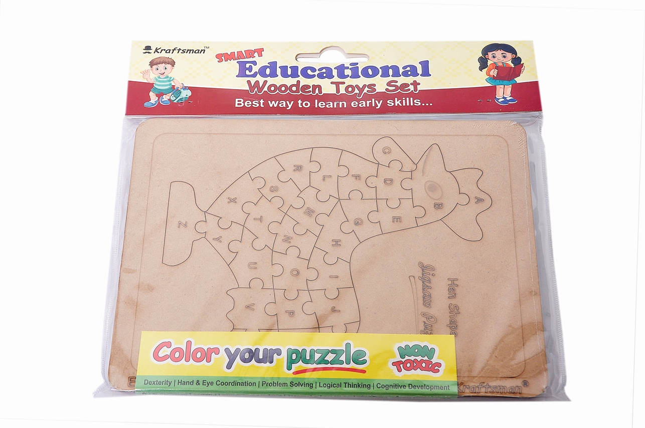 JigSaw Puzzle Tray Alphabets Hen Shape
